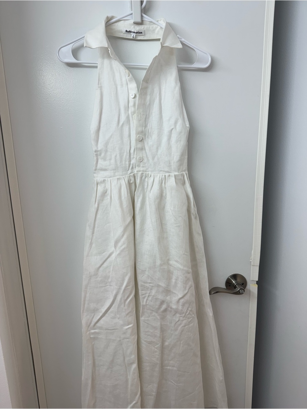 Reformation White Halter Collared Midi Dress - Picture 4 of 7
